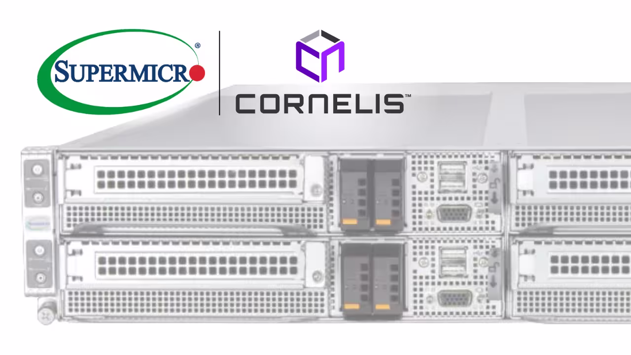 Cornelis and Supermicro logos overlaid over hardware