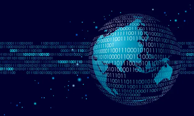 Earth engulfed in ones and zeroes.